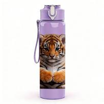 1PC Realistic Tiger Cub Animal Print 750ml Color Plastic Sports Water Bottle Leakproof Flip Straw Lid Suitable for Sports Office Home Use