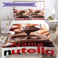 3pcs Custom Name Nutella Bedding Set Duvet Cover Closure Includes 1 Duvet Cover & 2 Pillowcases, Soft and Comfortable for All Seasons. 140cmx200cm