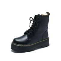 Autumn and winter new Martin boots women's shoes muffin thick-soled black British wind locomotive short boots retro single boots women 40 black
