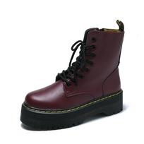 Autumn and winter new Martin boots women's shoes muffin thick-soled black British wind locomotive short boots retro single boots women 40 black