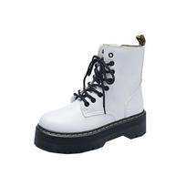 Autumn and winter new Martin boots women's shoes muffin thick-soled black British wind locomotive short boots retro single boots women 38 white