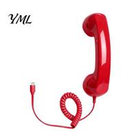 C tipo fiksuotojo telefono ragelis Senovinis imtuvas mobiliajam telefonui, 3,5 mm laidinis retro telefono ragelis, Universalus išmaniojo telefono rankinis įrenginys red