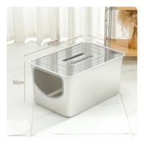 Easy to Clean Stainless Steel Cat Litter Box Large Metal with Scoop
