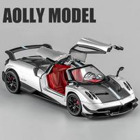1:24 Pagani Huayra BC Lydinio Sportinis Modelis Metalinis Modelis Lenktyninis Automobilis Transporto Priemonės Modelis Simuliacija Garsas Šviesa Kolekcija Vaikų Žaislas Dovana sidabras