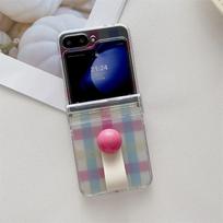 For Samsung Galaxy Z Flip 3 4 5 6 Case ZFlip5 Z Flip5 ZFlip 5 Cute Lattice Ball Ring Shockproof Back Cover For Z Flip 5 black