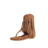 Tassel willow nail herringbone pinch sandals women's new inner height increase fashion versatile cool boots western boots 39 šviesiai ruda spalva