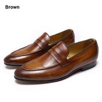 Madingi FELIX CHU Vyriški Penny Loafers Odiniai Batai Natūrali Oda Elegantiški Vestuvių Šventės Atsipalaidavę Kasdieniniai Batai Rudi Juodi Batai Vyrams US 7 gray