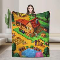 Stardew Valley Animals Chicken Flannel Blanket  Soft Throw Blanket for Couch Chair Camping Pattern Bedspread Sofa Bed Cover 30x40in black