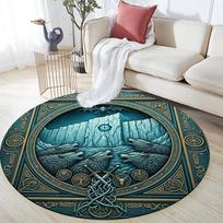 Relief Wolf,Round Area Rug,Carpet Rug for Living Room Bedroom Sofa Playroom Decor,Non-slip Floor Mat 80cmx80cm gray