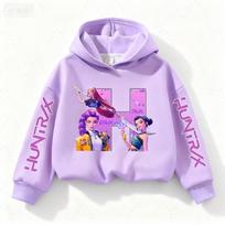 K-Pop Demonas Medžiotojos Mergaičių Hoodies Raidė A-Z Su Gobtuvu Megztinis Ruduo Sportinis Kostiumas Gobtuvas Sportinė Apranga Berniukų Megztinis Vaikų Drabužiai 120 pink