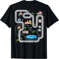 Playmat Train Car Race Track On Back Road T-Shirt XXXXXL įvairiaspalvis