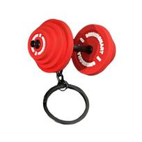 Keychain Pendant Lightweight Durable Soft Rubber Metal Dumbbell Design Detachable Fitness Bag Charm Key Holder Sporty Gift red