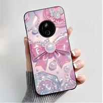 Nokia 110 4G 2024/HMD 110 4G/Nokia 125 4G 2024 dėklas Prabangus madingas drugeliai gėlės tapytas juodas minkštas TPU silikoninis dėklas Nokia 110 4G 2024 pink