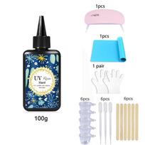 UV Resin Clear, Hard, Upgraded Crystal Clear Epoxy Resin Up Premixed UV Cure Resin For Craft Jewelry Making Resin Craft Casting blue