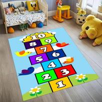Game Rug Kids Learning Activity Play Mat Kids Shapes Numbers ABC Playroom Area Toddler Carpet Learning Play Mat Boy Girl Bedroom 40X60cm blue