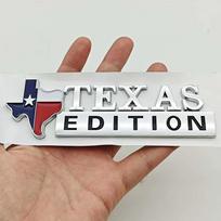 TEXAS EDITION Logo Emblem ABS Car Badge Trunk Sticker For Ford Jeep Chevrolet Ram GMC Dodge Cadillac Lincoln Tesla Accessories white