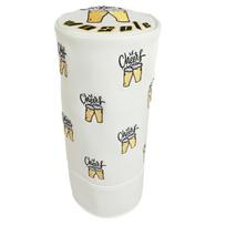 Golf Club Headcover Cylinder Style Durable PU Leather Material Protective Golf Driver Cover with Embroidered Cheers Design for Club Protection One Size white