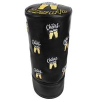 Golf Club Headcover Cylinder Style Durable PU Leather Material Protective Golf Driver Cover with Embroidered Cheers Design for Club Protection One Size black