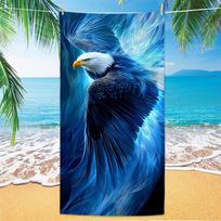 Eagle Pattern Beach Towel, Digital Printing Thin Quick-Dry Anti-Sand Microfiber Lightweight for Swim, Yoga, Travel, Gym, Gift 50x100cm(20x40in) blue