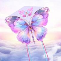 Aukštos kokybės animacinis drugelio aitvaras - Lengvai skrenda net esant silpnam vėjui, skirtas vaikams ir suaugusiems 1.4m Purple Dream Butterfly (Kite Only) pink