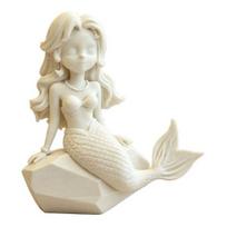 3D Printed Mermaid Action Figure, Dark Gothic Style Figurine with Matte Black Finish, Movable Joints & Wide Rock Base, Decor for Desk Bathroom balta