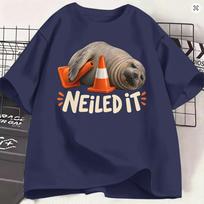 Unisex Marškinėliai Neil Ruonis Juokingi 100% Medvilnės Marškinėliai Trumpomis Rankovėmis Marškinėliai Apvalia Kaklo Viršutinė Dalys Spausdinti 2XL gray