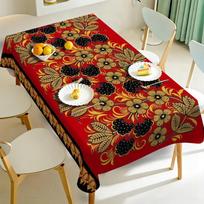 Khokhloma Rectangle Table Cloth for Table Decor Party Waterproof Machine Washable Reusable Tablecloth for Table Dining Room 90x140cm black