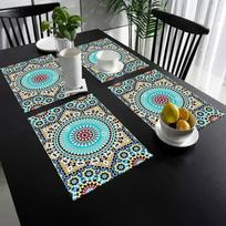 Placemats with A Moroccan Design, Measuring Made of Polyester, Suitable for Machine Washing, Ideal for Home, 4PCS gray