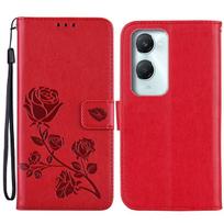 Embossed Rose Flip Leather Phone Case for Vivo Y28s 5G,Y18,Y18s,Y03,Y03t Wallet Card Slots Shell Vivo Y03t