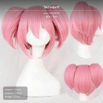 Madoka Magica Cosplay Costume, Kaname Full Set Dress, Pink 6Petal Female M Wig Female M pink