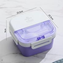 Double Layer Bento Box With Compartment Lunch Container Office Workers Students Microwave Safe Portable Food Storage New Style 4-Compartment Purple 1100ml gray