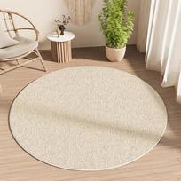 Round Area Rug, NonSlip Carpet for Living Room, Bedroom, Study Chair Mat Yuyin1N 80cm Beige-Linen Texture 100cm