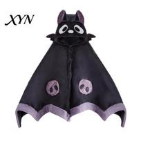 Loose Fit Loungewear Halloween Bat Fleece Blanket Hoodie, Plush Wearable Hooded Autumn Night Wear Cape, Oversized Cartoon Costume Sleepwear for Women violetinė