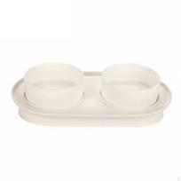 Double Ceramic Pet Bowl Set Easy to Clean Detachable Design Elevated Food and White