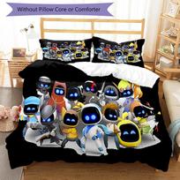3pcs Astro Bot pattern bedding set duvet cover set includes duvet cover &pillowcases, perfect all season bedroom decoration & gift 135cmx200cm gray