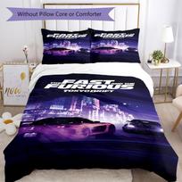 3pcs Fast & Furious Bedding Set Duvet Cover Closure Includes 1 Duvet Cover & 2 Pillowcases, Soft and Comfortable for All Seasons. 140cmx210cm