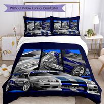 3pcs Fast & Furious Bedding Set Duvet Cover Closure Includes 1 Duvet Cover & 2 Pillowcases, Soft and Comfortable for All Seasons. 180cmx210cm