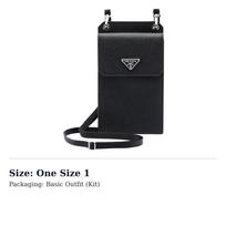 PRADA Saffiano Leather Cell Phone Pouch Unisex Black 2ZH068-053-F0002 One Size 1