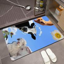 Rubber Duck Pool Bath Rug Realistic Water Ripple  Yellow Toy Print Non-Slip Silicone Backing Mat 40x60cm