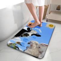 Rubber Duck Pool Bath Rug Realistic Water Ripple  Yellow Toy Print Non-Slip Silicone Backing Mat 50x80cm