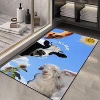 Rubber Duck Pool Bath Rug Realistic Water Ripple  Yellow Toy Print Non-Slip Silicone Backing Mat 50x80cm