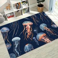 Vintage Nautical Coastal Print Area Rug Soft Non-Slip Living Room Carpet Ocean Lighthouse Anchor Starfish Pattern Floor Mat 50x80cm