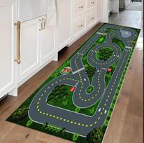 Racetrack Runner Rug for Hallway Racing Car Rug Race Track Rug Start Line Finish Line Kids Room Rug Racing Car Game Room Rug 50x150CM