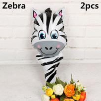 Foil Balloon Kids Inflatable Toys Safari Jungle Animal Head Tiger Lion Monkey Giraffe Cow 2pcs Zebra gray