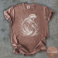 Comfort Colors® Otter Shirt, River Otter Graphic Tee, Sea Otter T-Shirt, Wildlife Lover Gift, Vintage Nature Shirt, Animal Lover Tee XL gray