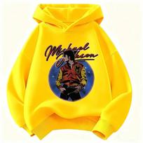 Naujas vaikų gobtuvas Michael Jackson Retro raidės figūros spaudinys Puloveris Vaikams Berniukams Mergaitėms Laisvalaikio Vintage Mados Gobtuvas 120 white