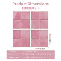 6/12Pc Pink Waterproof Mold-proof Self-Adhesive Tile Stickers Peel and Stick 3D Thicken Wall Sticker, for Kitchen Bathroom Decor 15.25 15.25CM 6PCS pink