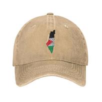 Flag Map Palestinian Kufiya Hatta Traditional Baseball Cap  Distressed Denim  Sun Cap Men Women Summer Caps Hat One Size beige