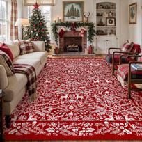 Home Red Christmas Rugs Soft Stain Resistant Modern Red Carpet Bedroom Rugs Dining Room Living Room Vintage Soft  Area Washable 50cmx80cm