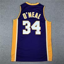 Vyriški NBA Los Angeles Lakers 34 Shaquille O'Neal Siuvinėtas Krepšinio Džersis Sportinė Apranga Medium white